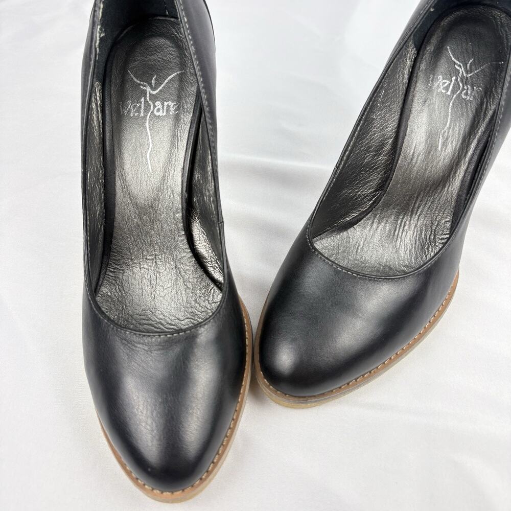 Welfare Black Leather Heels Pumps Ankle Strap Buckle Women’s Size EU 36 / US 5.5 - Picture 6 of 16